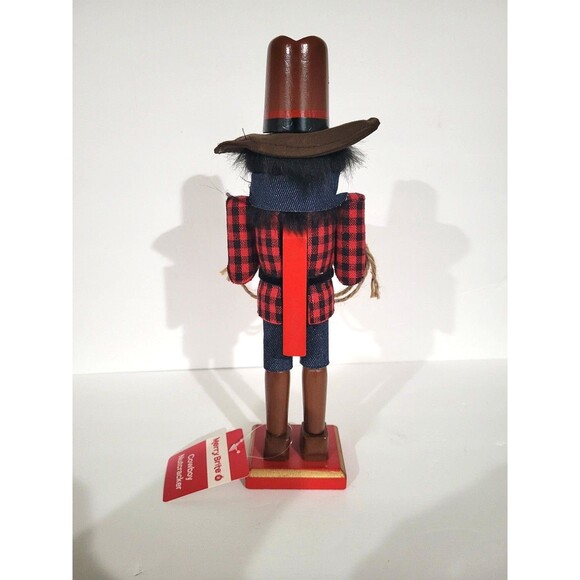 African American cowboy wooden nutcracker 12" tall - Picture 4 of 5